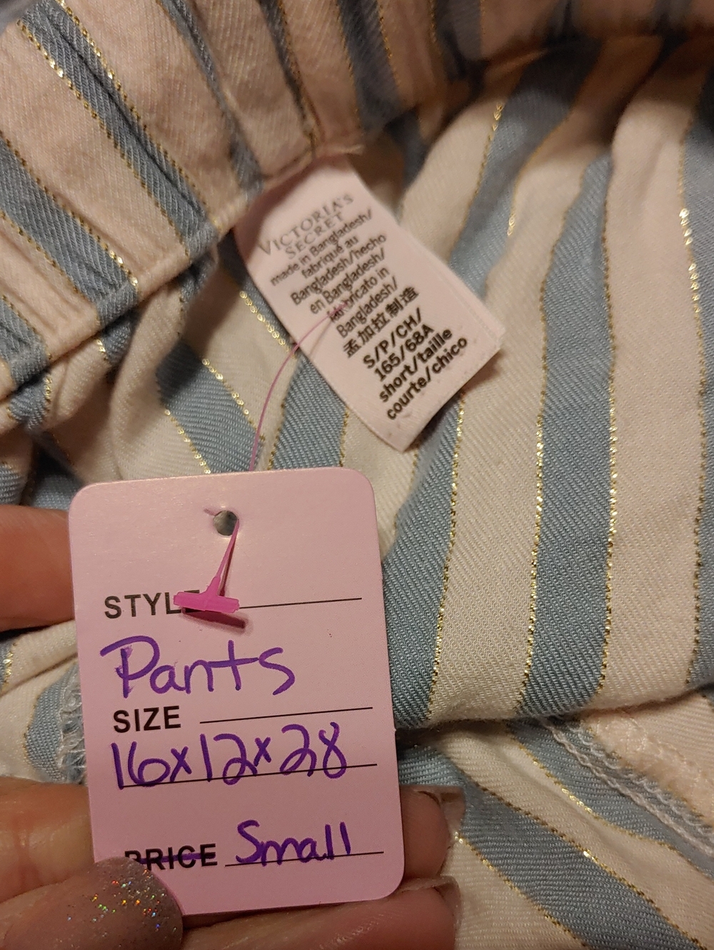 Sexy Victoria's Secret Small Pink/grey-blue Long Sleeve Pajama Set - Picture 9 of 9